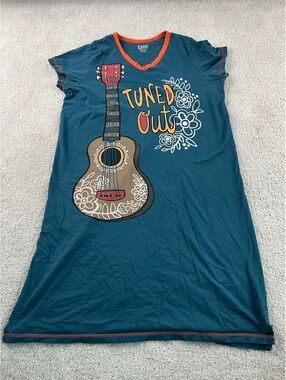 Lazy One Women's Tuned Out Guitar Graphic Nightshirt Pajama Dress